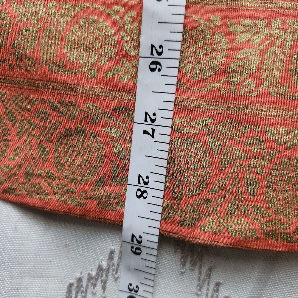 Maeve Coral Paisley Print Smocked Sundress Gold Metallic Boho Chic Sz 4 - Picture 8 of 8
